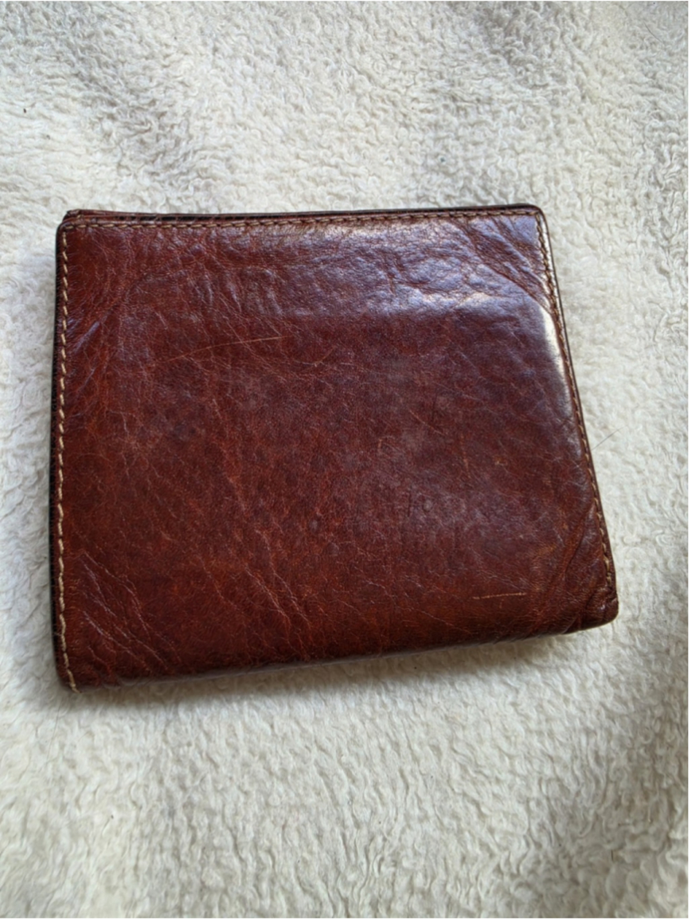 TUMI Men's Brown Leather Card Case Wallet Slim Vertical Bifold Logo